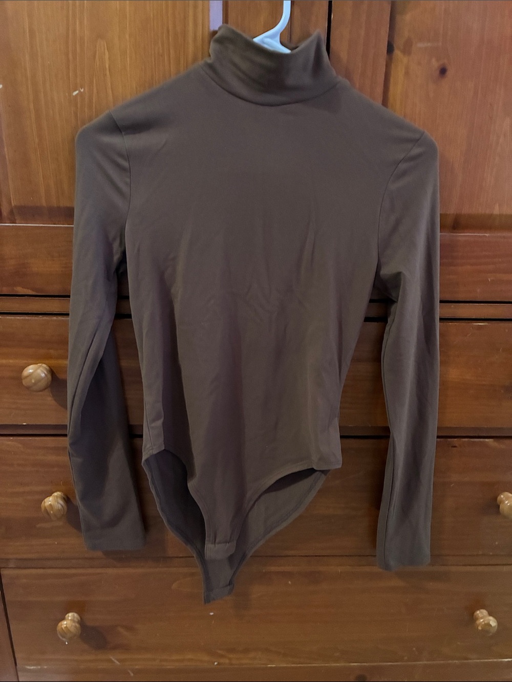 Zenana Brown Long-Sleeve Turtleneck Bodysuit nwot